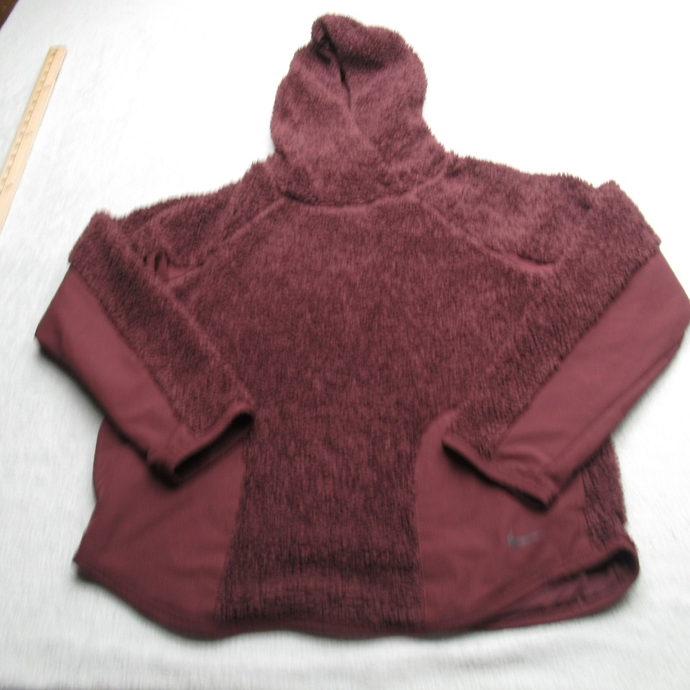 Nike Hoodie Womens Small Purple Fuzzy Sherpa Therma Fleece Pullover Training